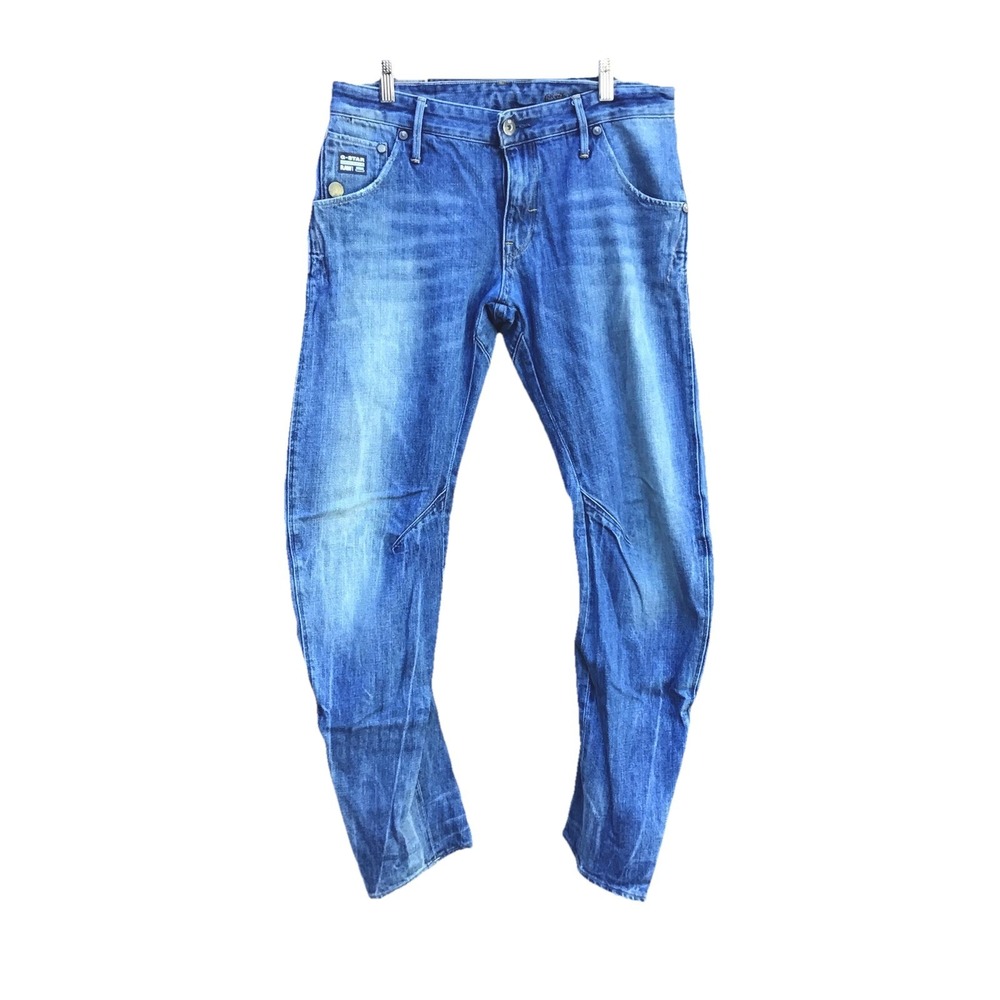 G-Star Raw Arc 3D Slim Tapered Jeans Men's 33 (32x31) Blue Distressed Moto Denim